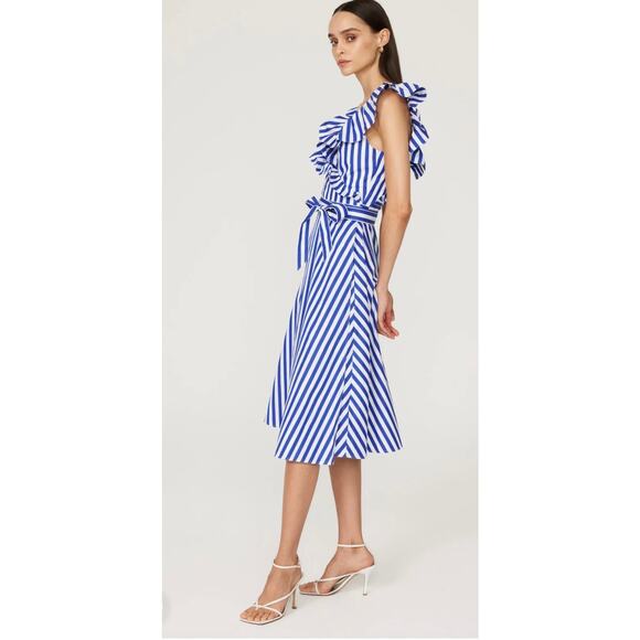 Polo Ralph Lauren AvIne Stripe Ruffle Cotton Midi Wrap Sundress (new) - Picture 1 of 7